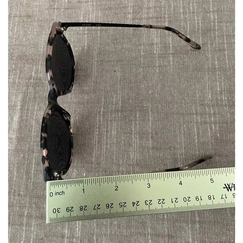 QUAY Coffee Run MiMi Womens Black Gray Tortoise Polarized Round Sunglasses - Picture 11 of 14